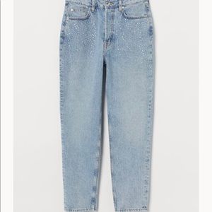 RHINESTONE EMBELLISHED MOM HIGH WAIST JEANS SIZE 2